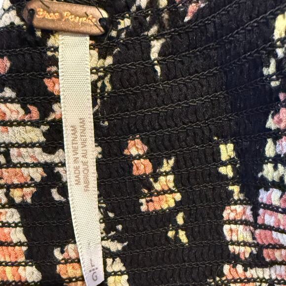 Free People Hilary Milkmaid Open Back Top Y2K Whimsigoth Coquette Black Floral L - Picture 10 of 11